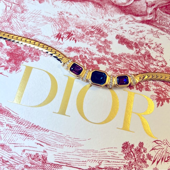 DIOR “Gripoix” Pendant Gold Plated Authentic Christian Dior Necklace - Picture 2 of 6